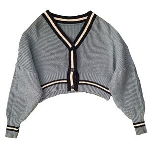 Blue chunky knit cardigan